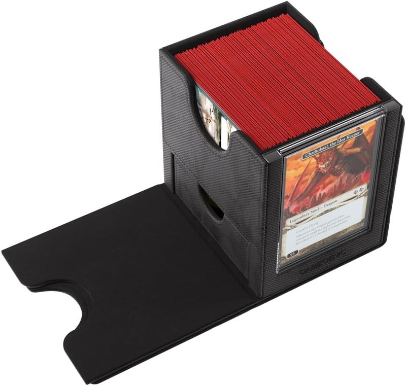 Gamegenic سايد كيك برو 100+ XL القابل للتحويل - صندوق سطح متميز مع تخزين آمن للبطاقات، علبة بطاقات محمية من الأشعة فوق البنفسجية، عرض بطاقة علوية، درج إضافي للرموز، إغلاق مغناطيسي، لون أسود، مصنوع - Image 5